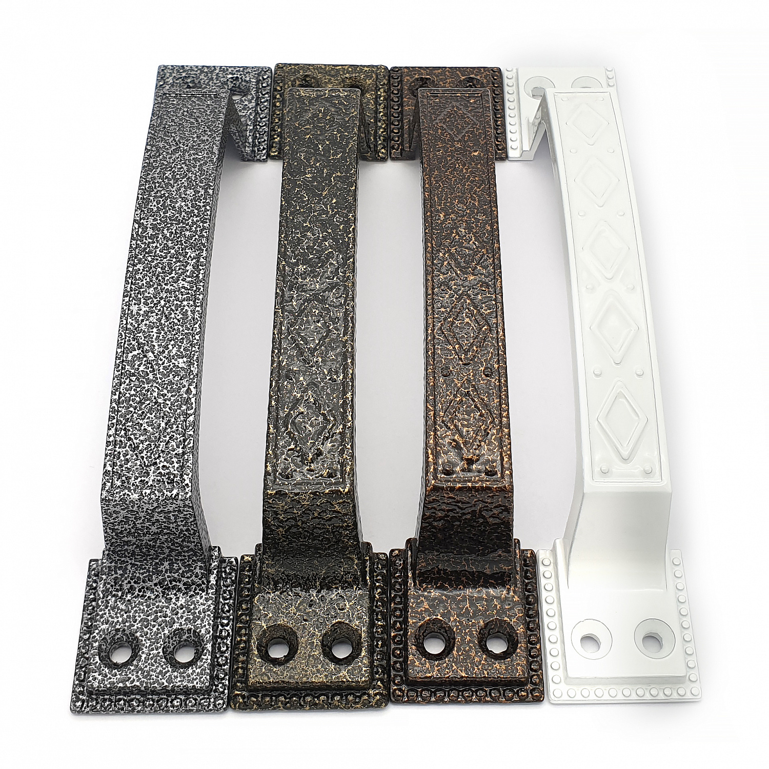 Ручка-скоба дверная РС-100-3 антик/белое золото (литьё, ЦАМ)