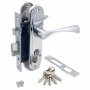 Замок врезной с ручками на планке SOLLER 61/76CP хром ключ-ключ
