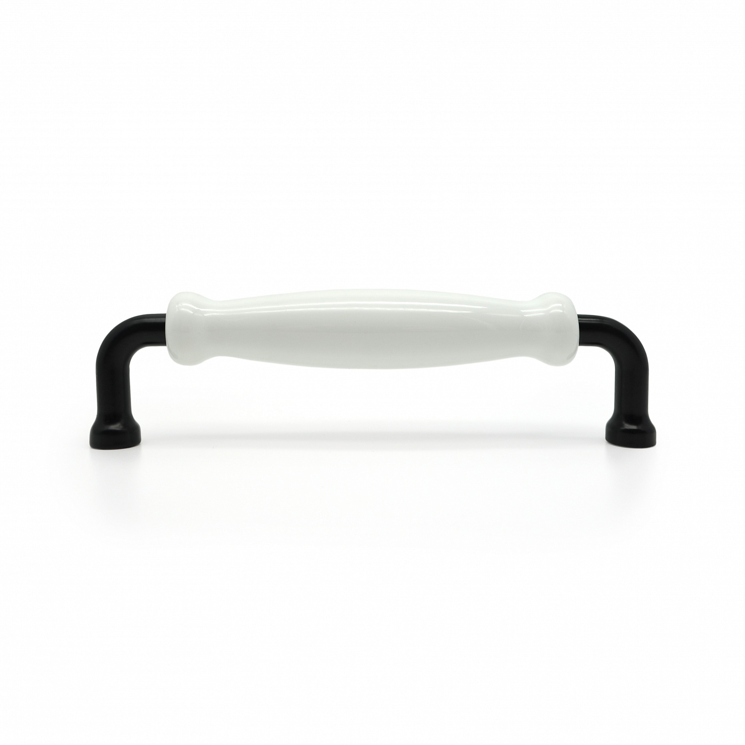 Ручка мебельная с белой керамической вставкой SOLLER 1258-128 черная 128 мм