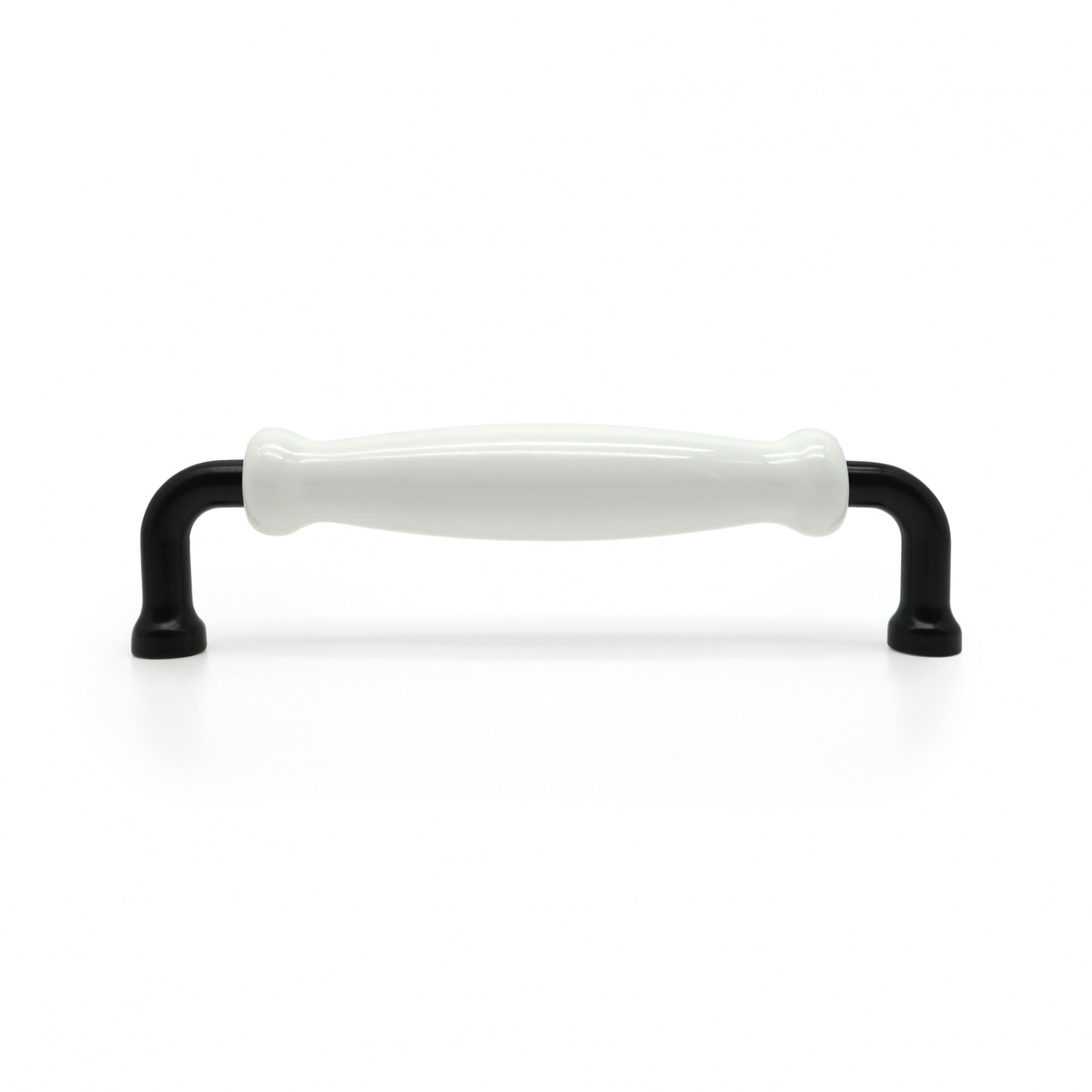 Ручка мебельная с белой керамической вставкой SOLLER 1258-128 черная 128 мм