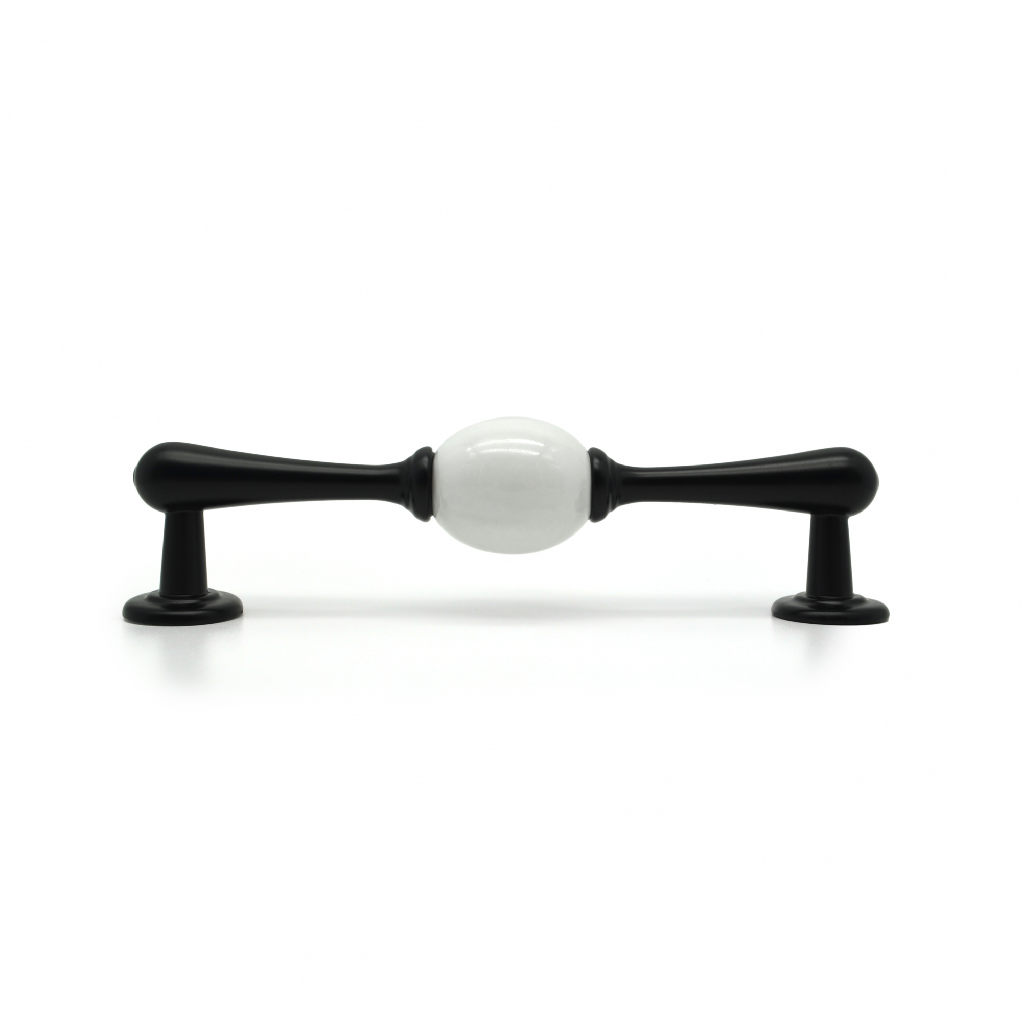 Ручка мебельная с белой керамической вставкой SOLLER 1263-128 черная 128 мм