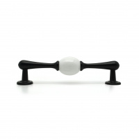 Ручка мебельная с белой керамической вставкой SOLLER 1263-128 черная 128 мм