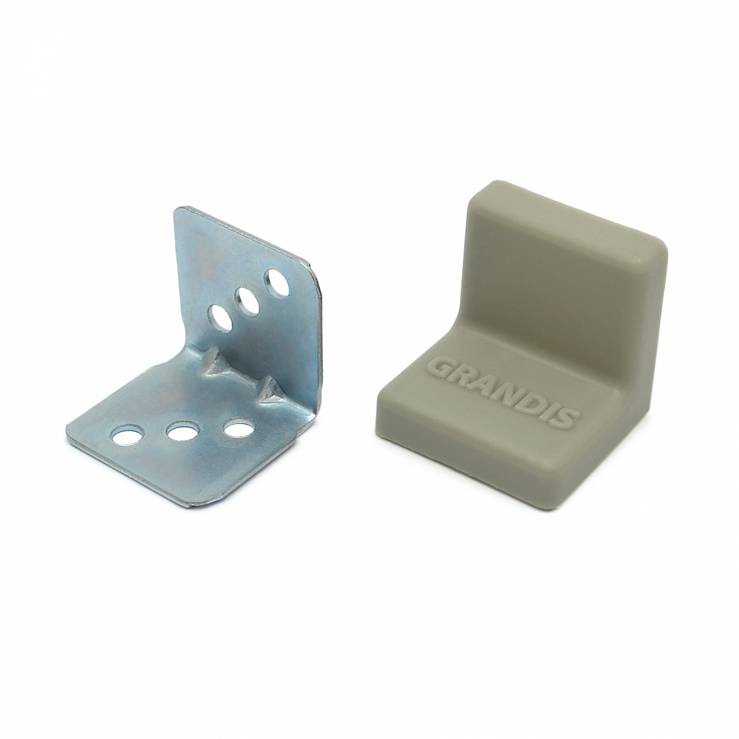 Уголок мебельный 25*25 мм основа металл + декор пластик серый