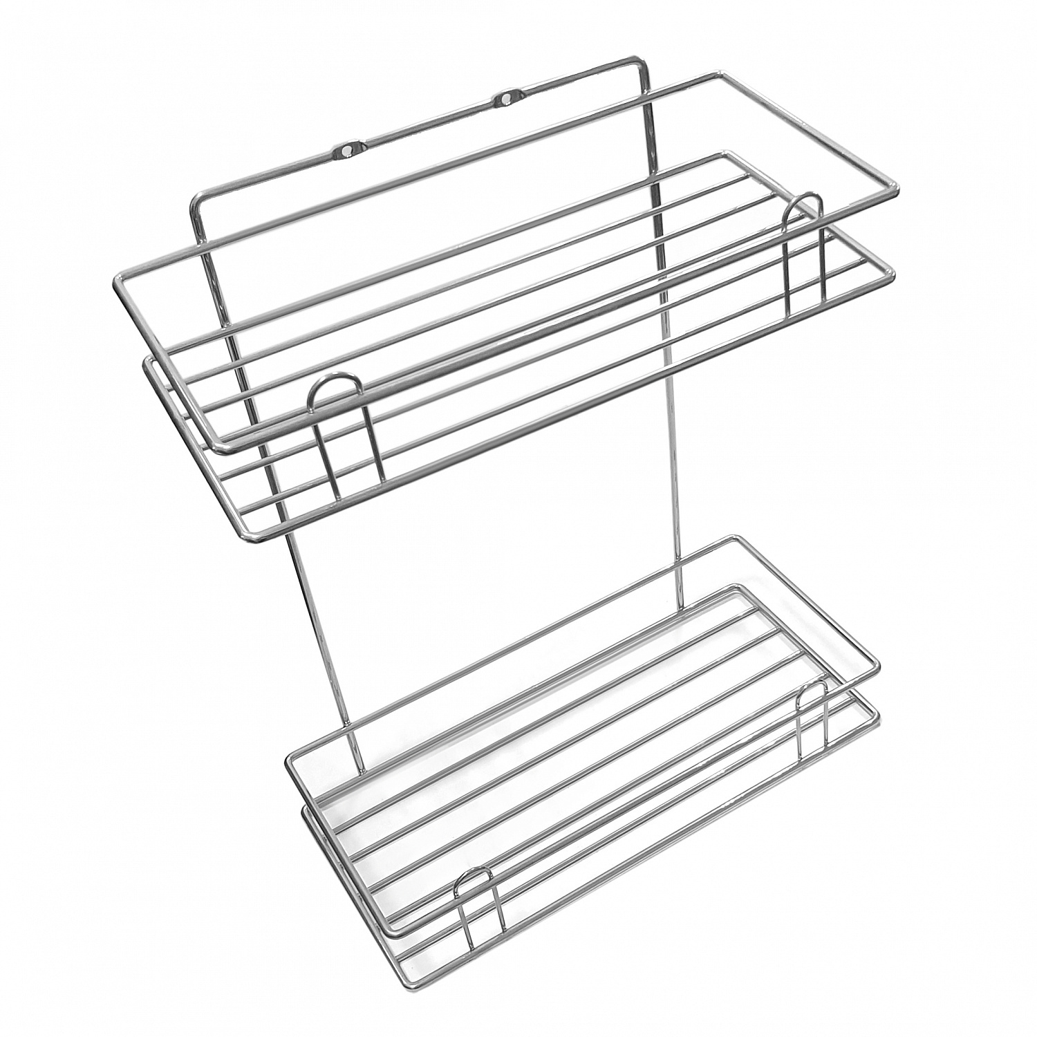Полка для ванной прямая 2-х ярусная хром зеркальный