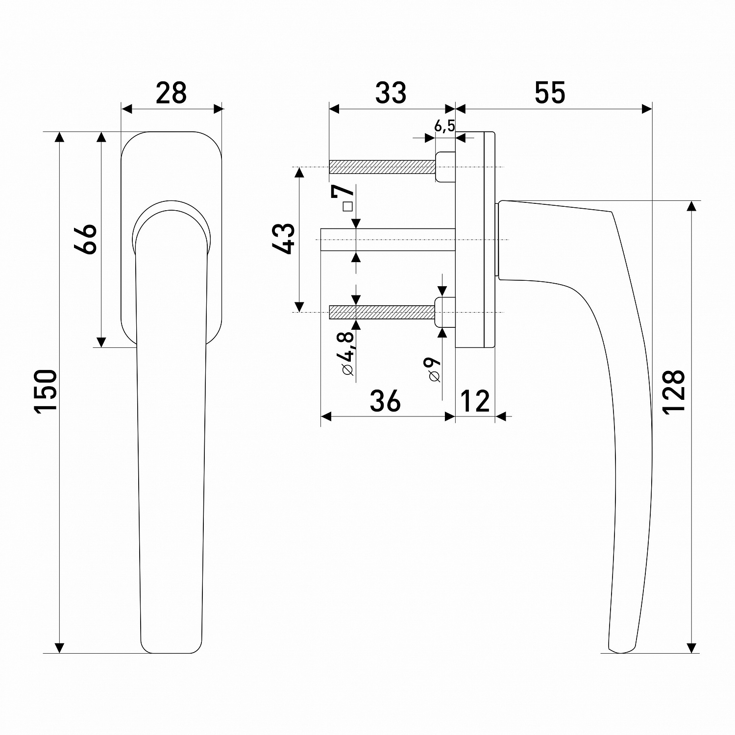 Ручка пласт. для пластиковых окон, белая