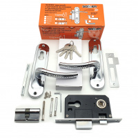 Замок врезной с ручками на планке SOLLER 61/106CP хром ключ-ключ