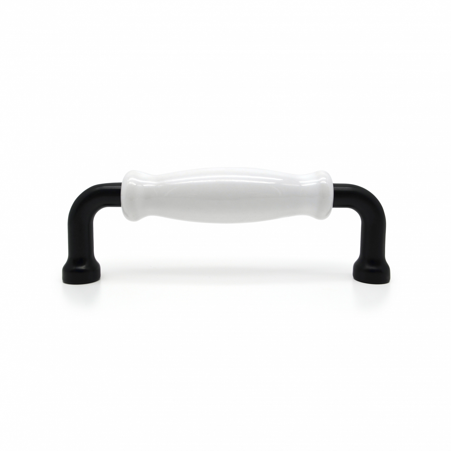 Ручка мебельная с белой керамической вставкой SOLLER 1258-96 черная 96 мм