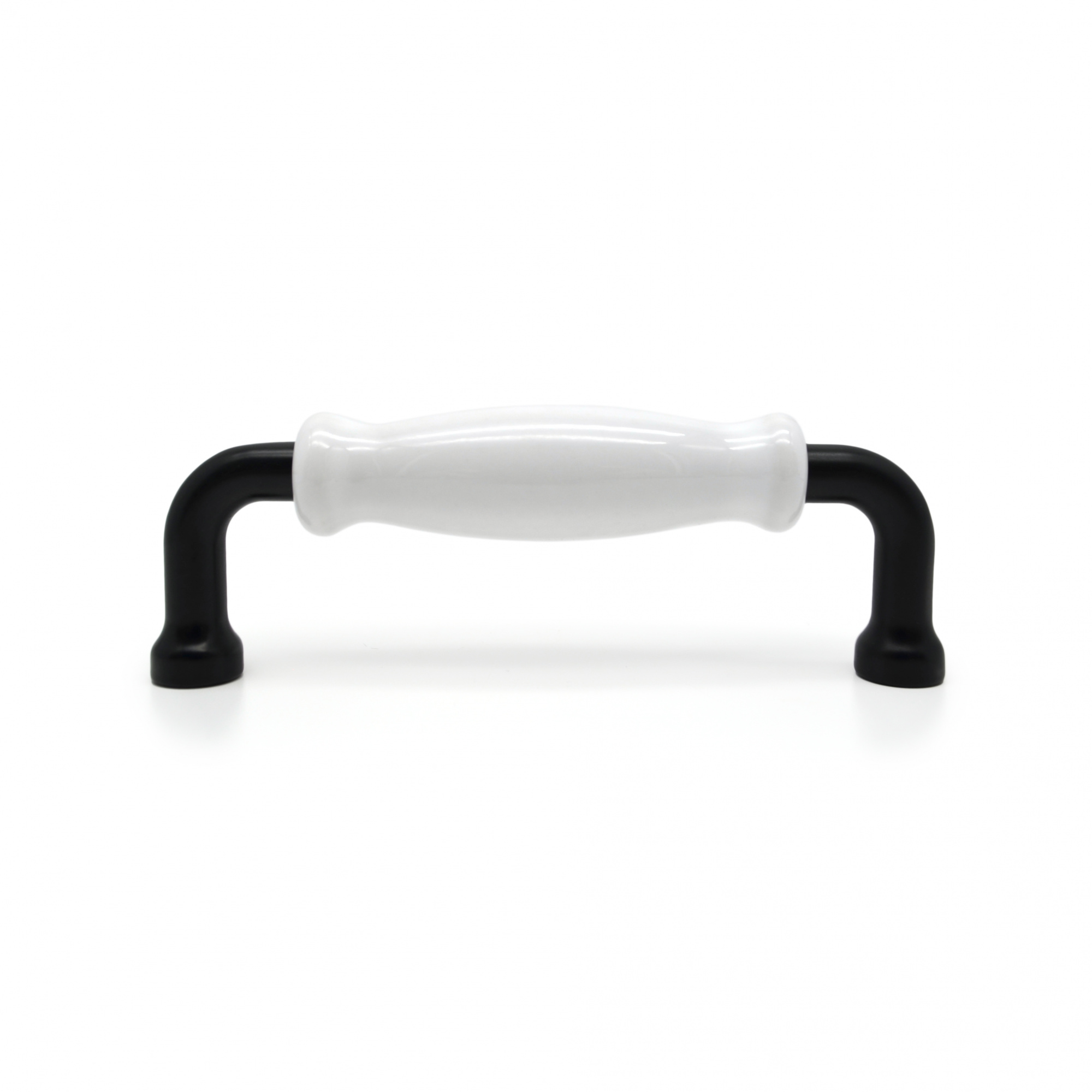 Ручка мебельная с белой керамической вставкой SOLLER 1258-96 черная 96 мм