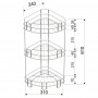 Полка для ванной угловая 3-х ярусная напольно-настенная хром зеркальный