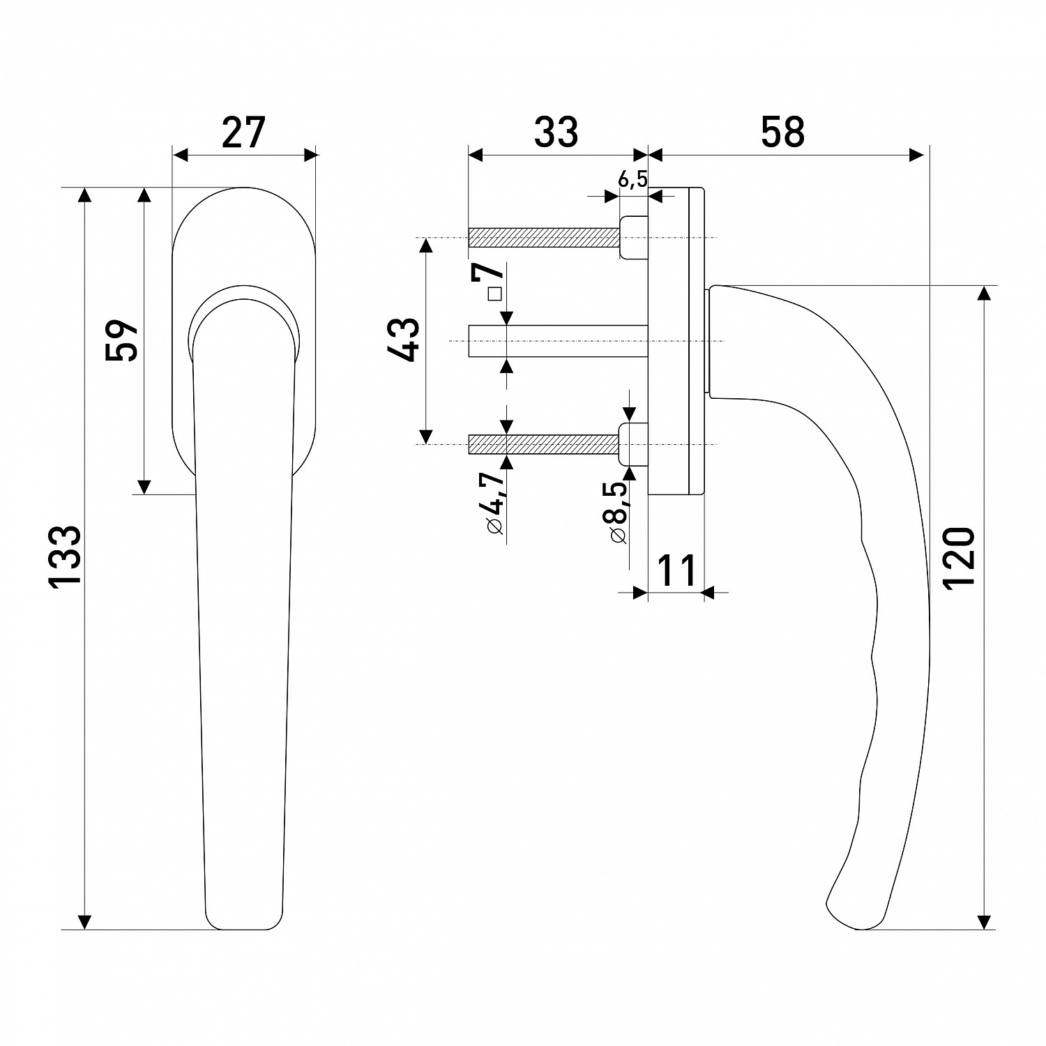 Ручка для пластиковых окон "Луна" белая 8-ми позиционная