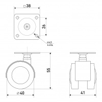 Опора колесная с метал.вставкой SOLLER 40 мм