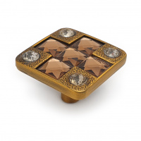 Ручка-кнопка мебельная SOLLER 873-К антик/латунь RB со стразами