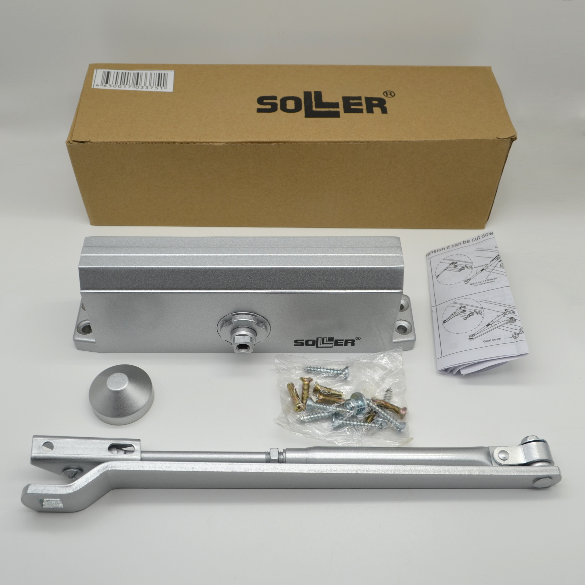 Доводчик дверной SOLLER №501-1 серый для дверей весом 80-100 кг