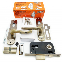 Замок врезной с ручками на планке SOLLER 61/106AB бронза ключ-ключ