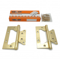 Петля дверная накладная 4" SOLLER золото (сталь 100*75*2) бабочка без врезки