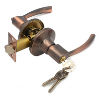 Ручка-защелка нажимная межкомнатная SOLLER R 3905 ETAC медь с ключом и фиксатором