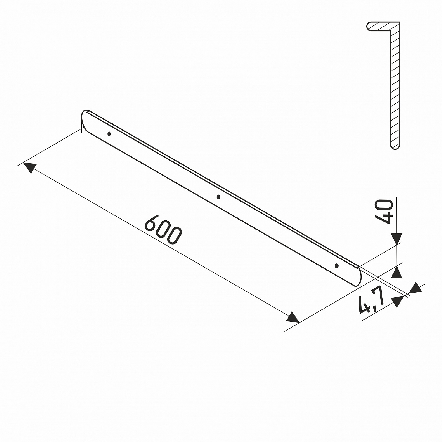 Планка для столешниц "Скиф" 38 мм 600 мм торцевая универсальная белая