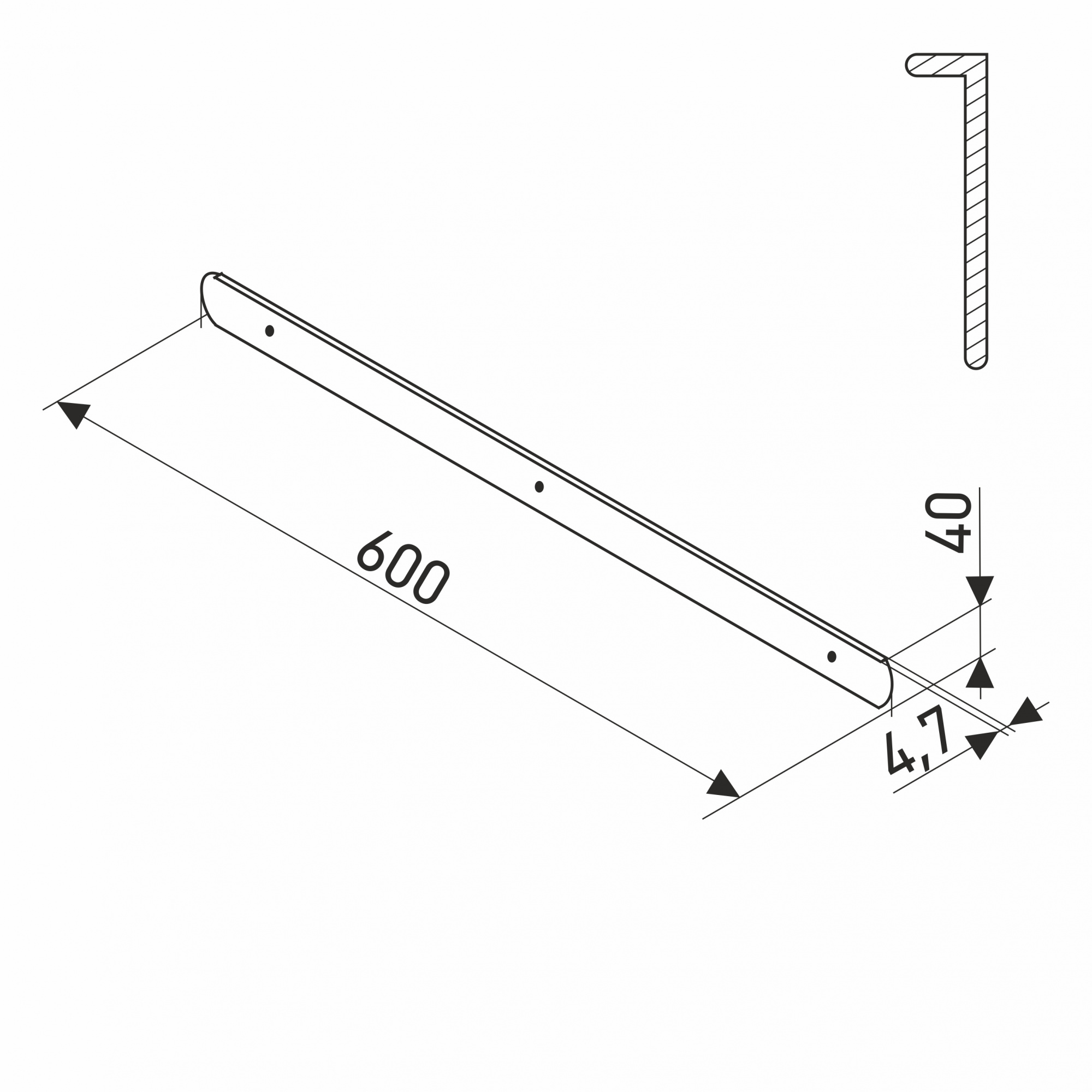 Планка для столешниц "Скиф" 38 мм 600 мм торцевая универсальная белая