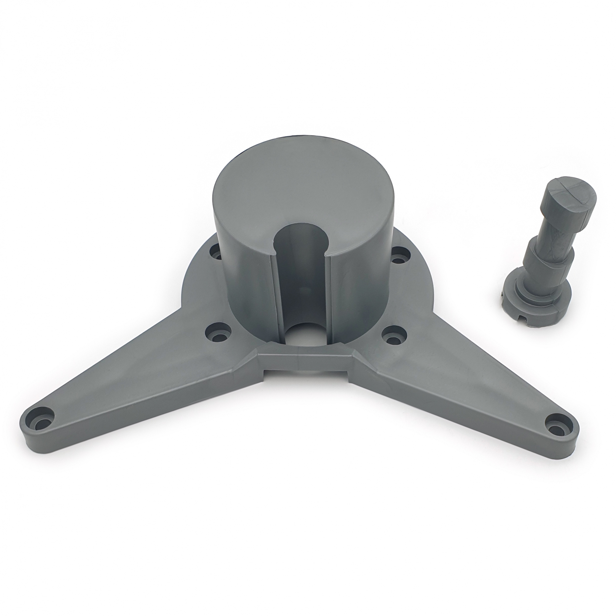 Верхнее распорное крепление "усы" для опоры мебельной d-60 мм серебро пластик  