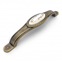 Ручка мебельная с керамической вставкой SOLLER ZY-10483-128 античная бронза