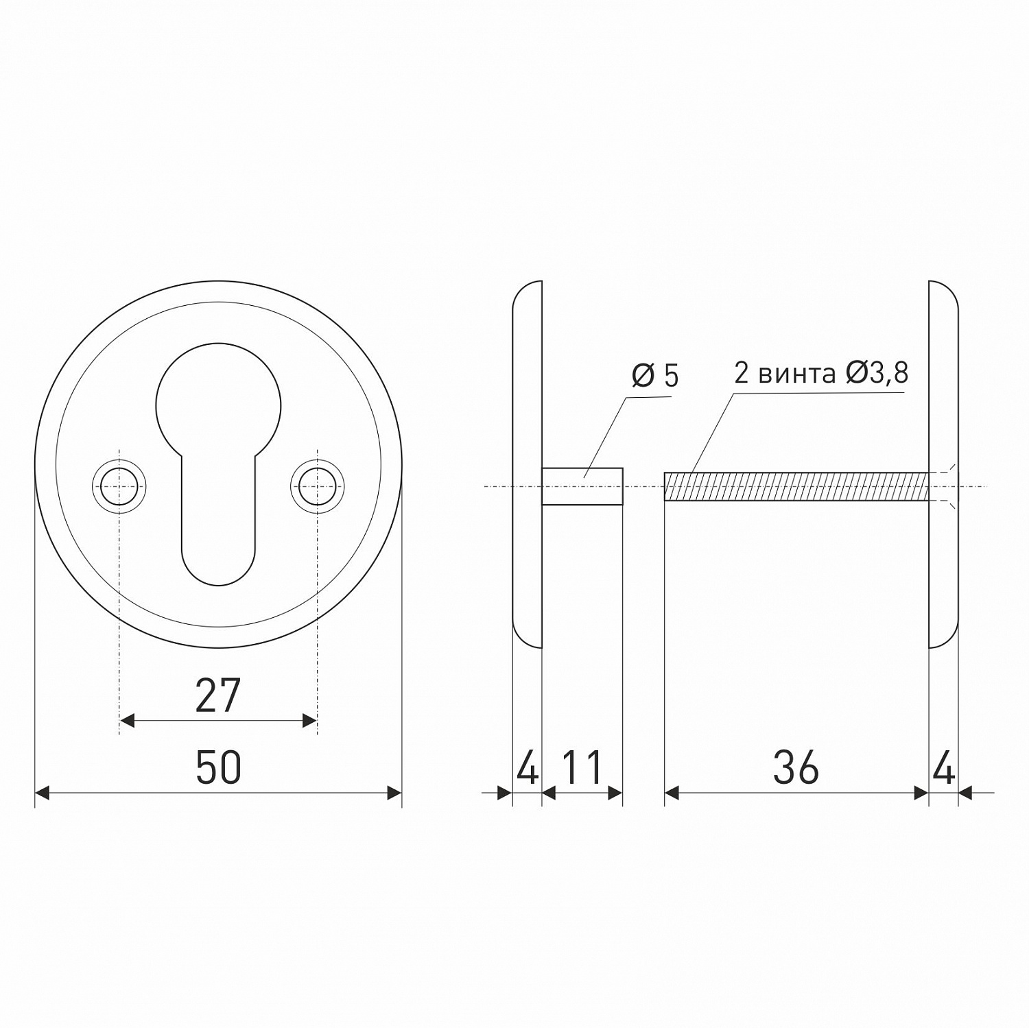 Накладка дверная на цилиндровый механизм SOLLER 016рz хром
