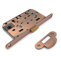 Замок врезной бесшумный для межкомнатных дверей SOLLER 600WC-АС медь без ключа под фиксатор или завертку