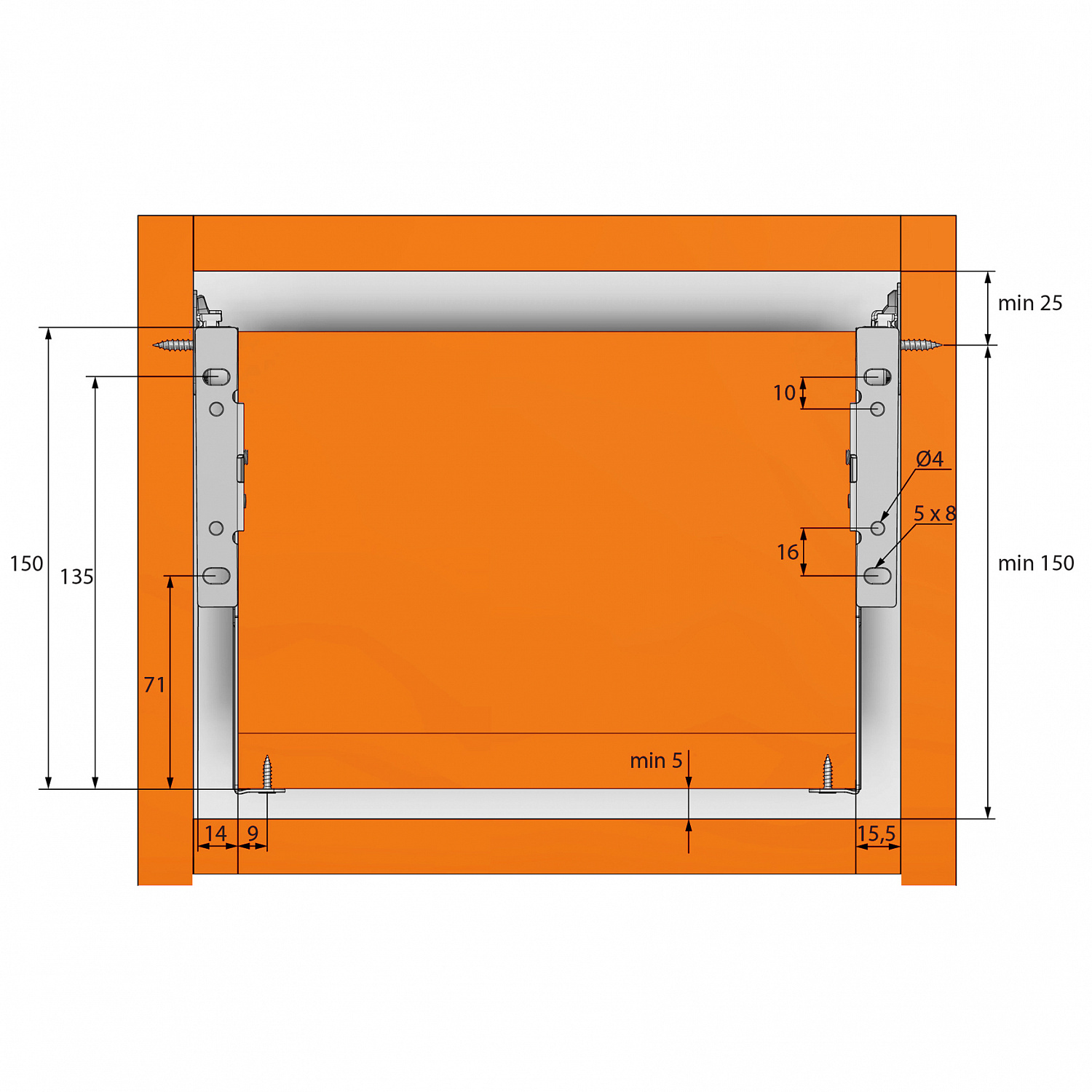 Металлобокс 500мм Н-150мм (белый)