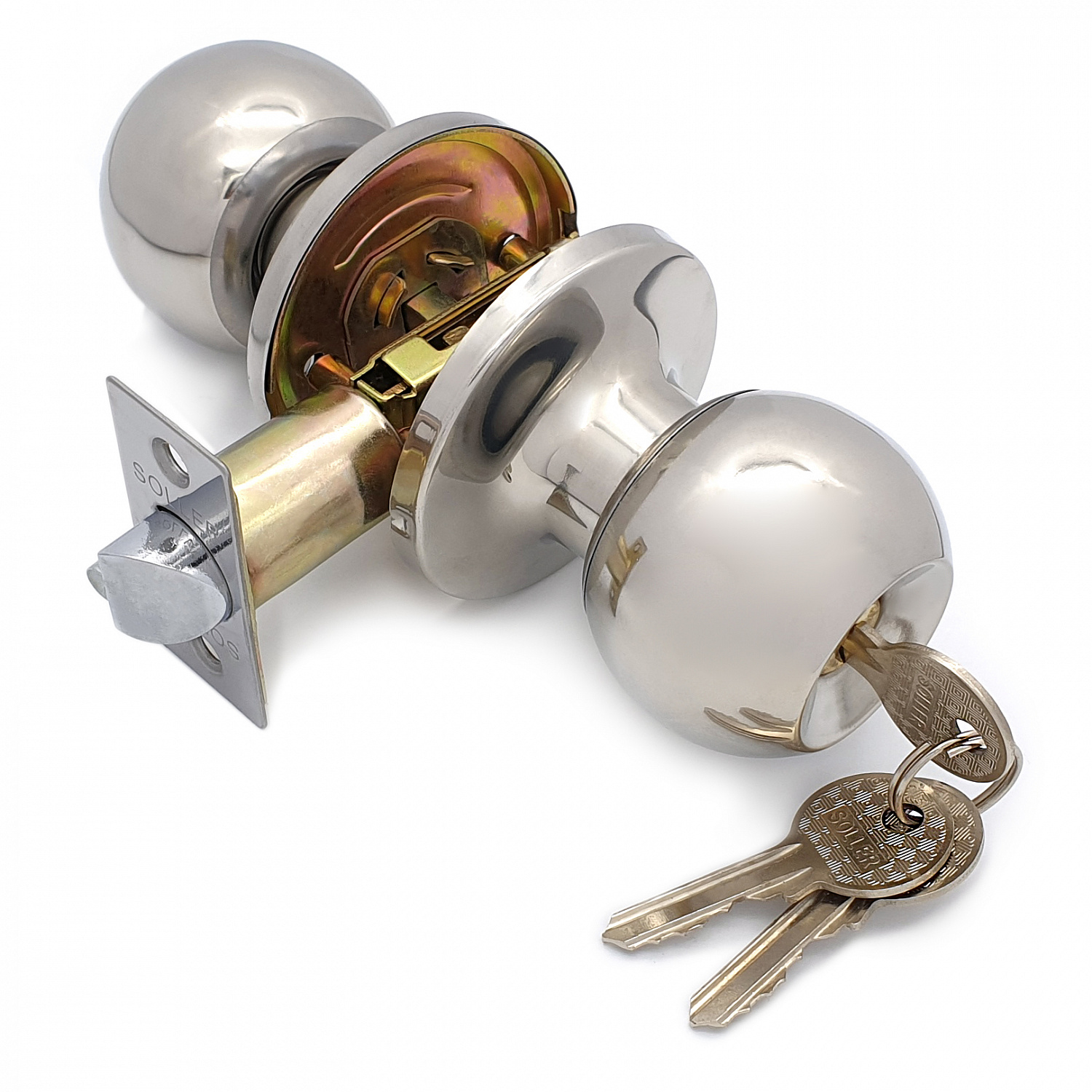 Ручка-защелка /кноб/ межкомнатная SOLLER ЗШ-01 ETCP хром с ключом и фиксатором