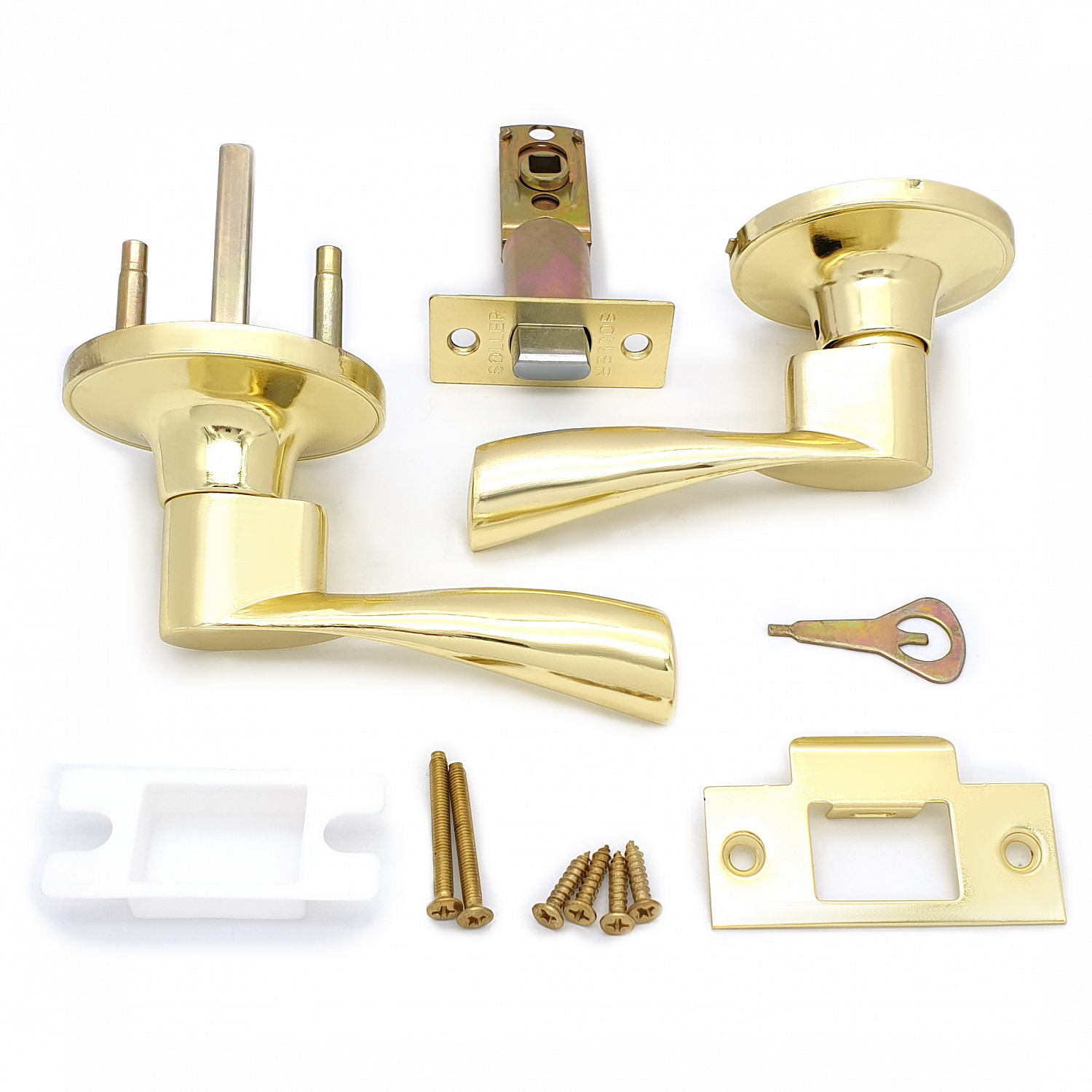 Ручка-защелка нажимная межкомнатная SOLLER R 860 ВКPS РВ золото без ключа и фиксатора