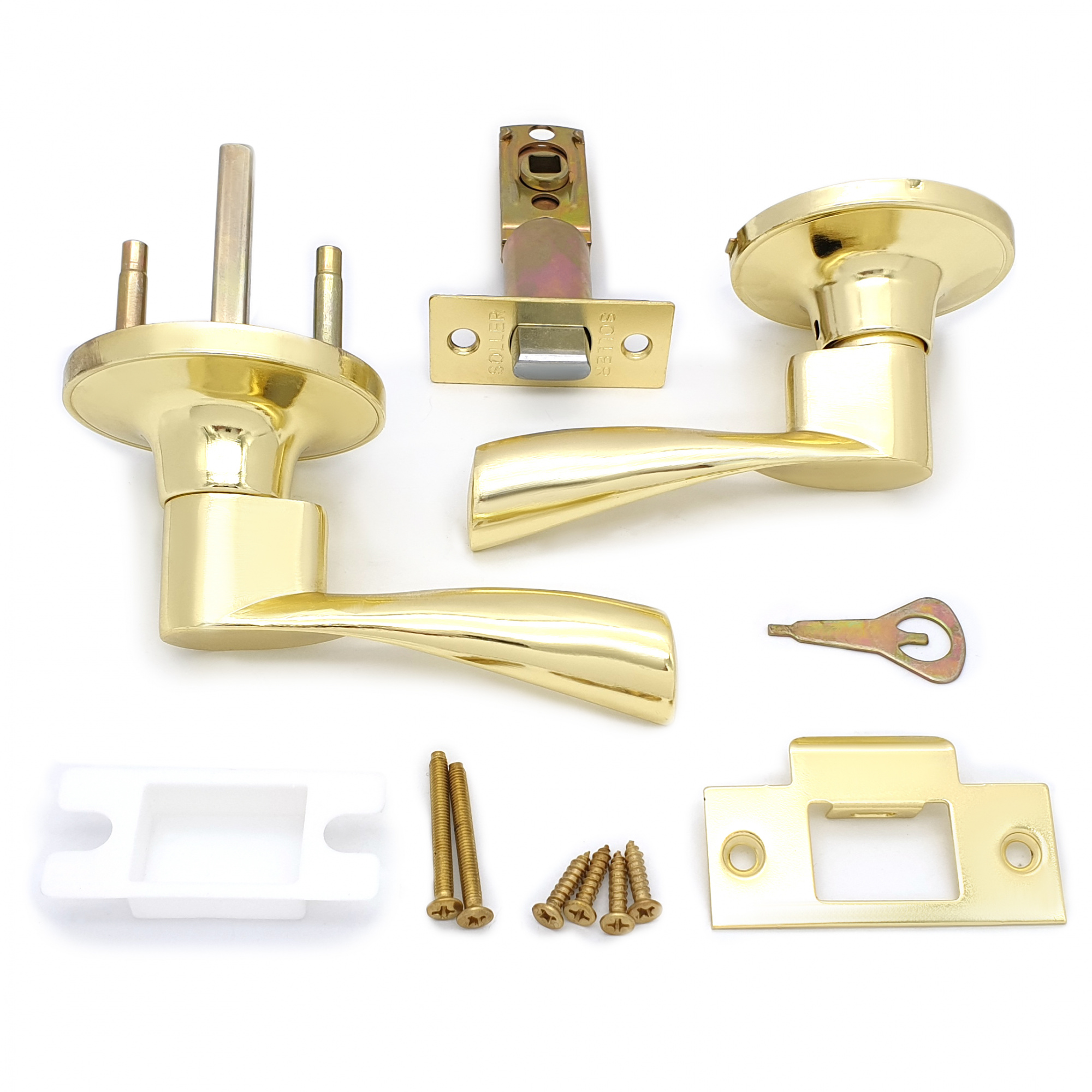 Ручка-защелка нажимная межкомнатная SOLLER R 860 ВКPS РВ золото без ключа и фиксатора