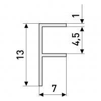Планка для панелей "Союз" 4 мм 600 мм угловая (внутренний 90°) F-образная матовый хром