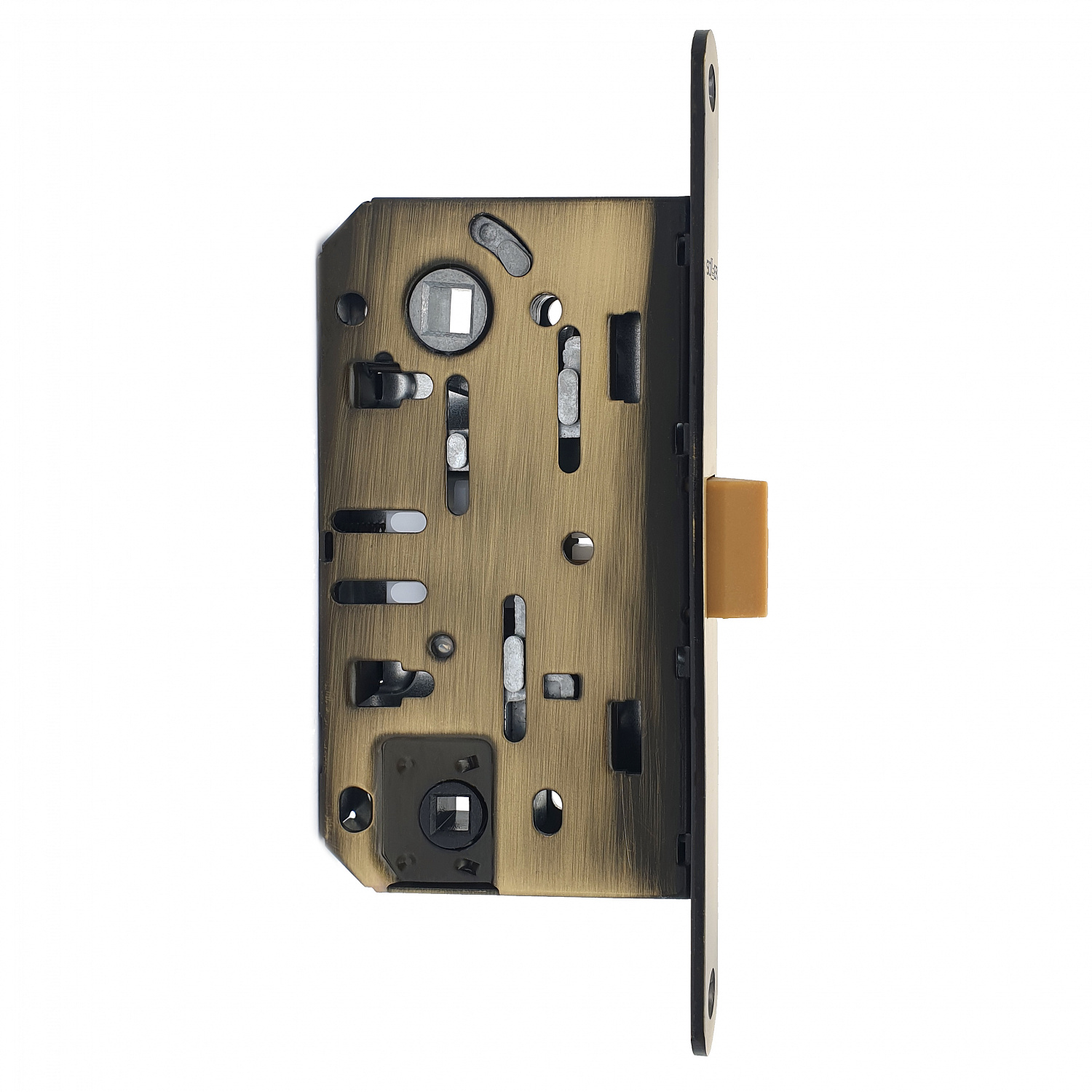 Замок врезной бесшумный для межкомнатных дверей SOLLER 600WC-АВ бронза без ключа под фиксатор или завертку