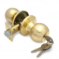 Ручка-защелка /кноб/ межкомнатная SOLLER ЗШ-01 ETSB матовое золото с ключом и фиксатором