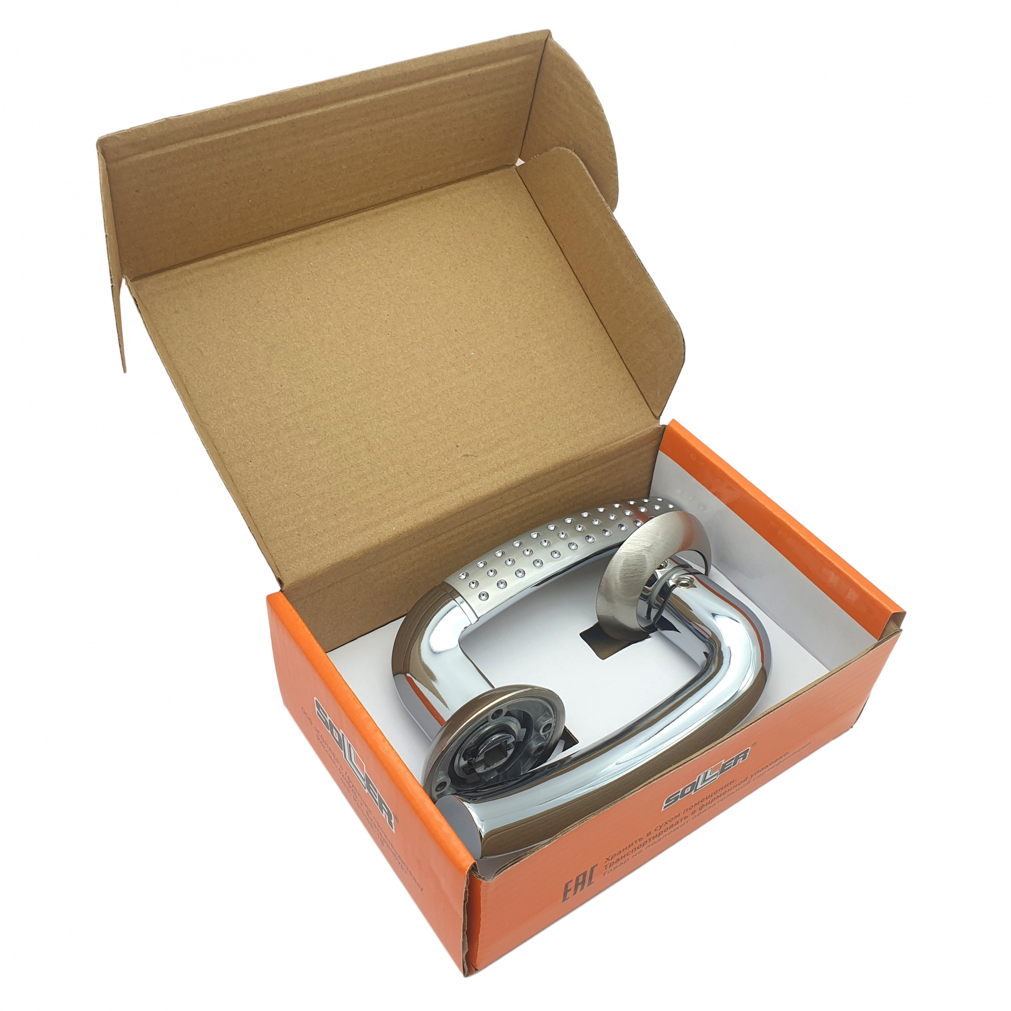 Комплект дверных ручек SOLLER KR90AE9S сатин/хром 