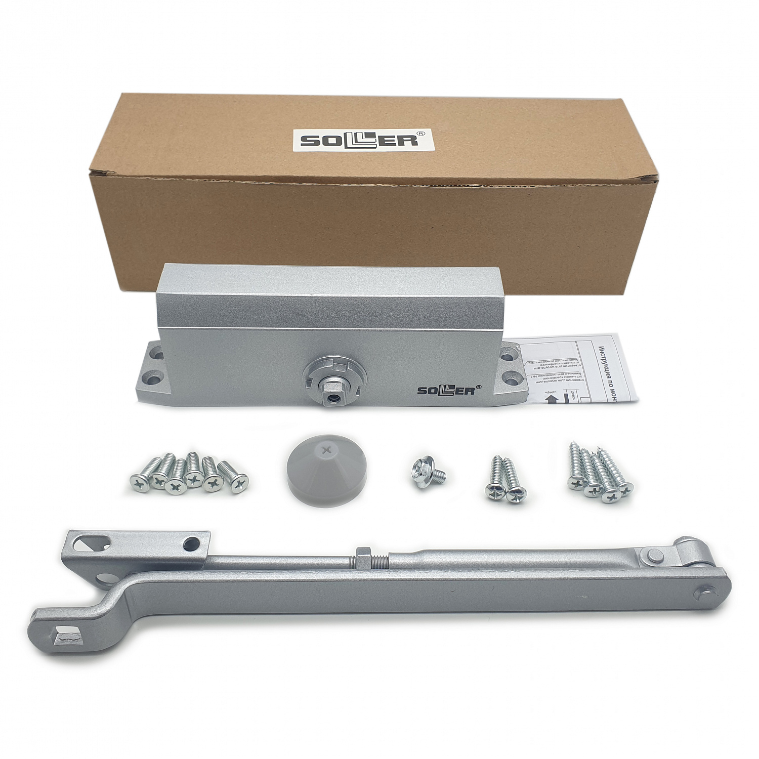 Доводчик дверной SOLLER №502 серебристый для дверей весом 80-100 кг
