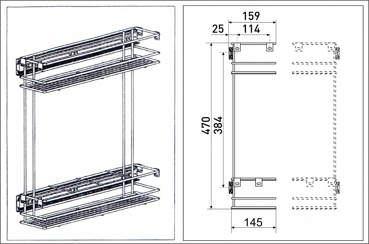 Бутылочница 2-х уровневая SOLLER 200 мм 444*150*470 мм с полным выдвижением