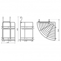 Полка угловая двойная для рейлига d-16 мм SOLLER 264*238*430 мм
