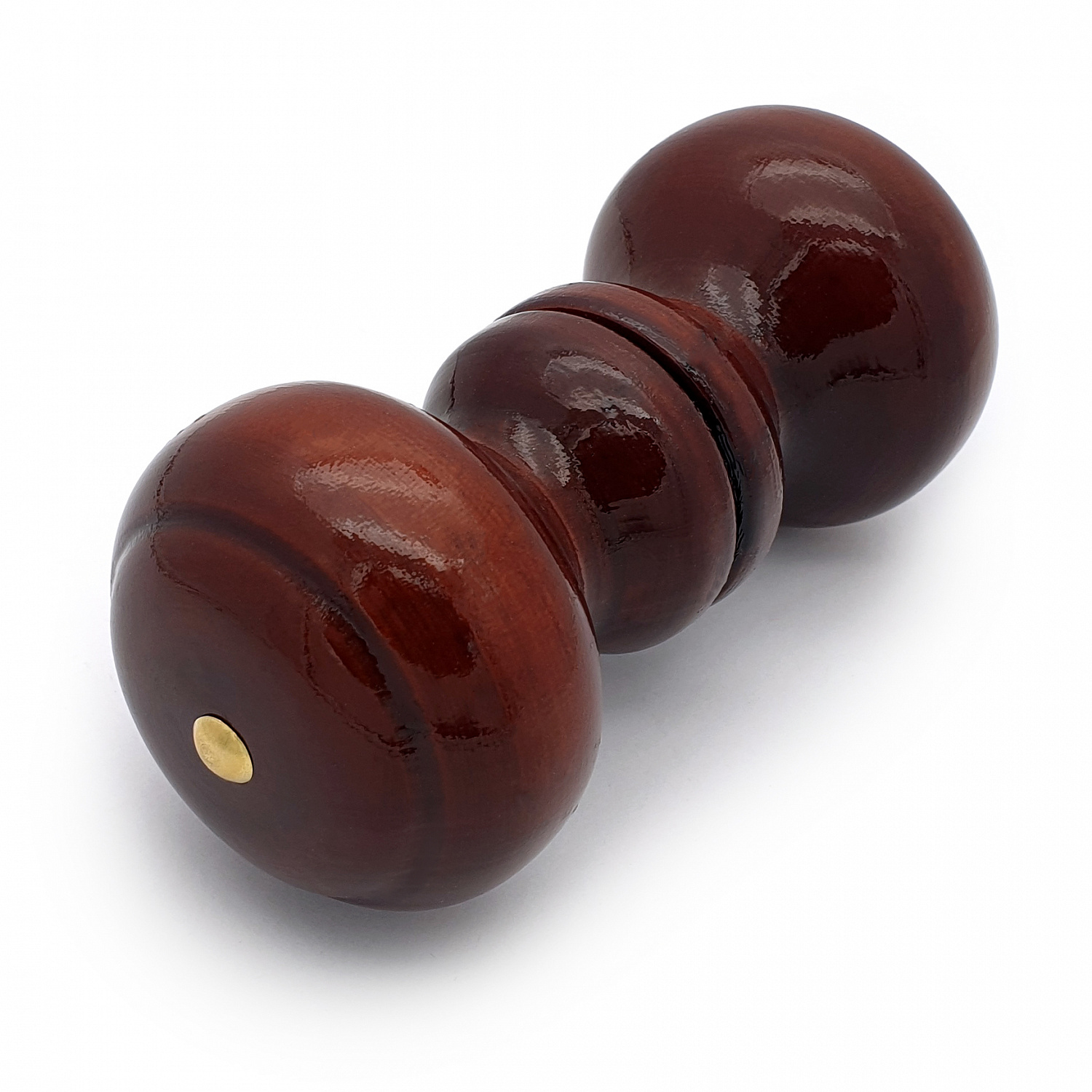 Ручка-кнопка деревянная классика, лак темная с малым глазком