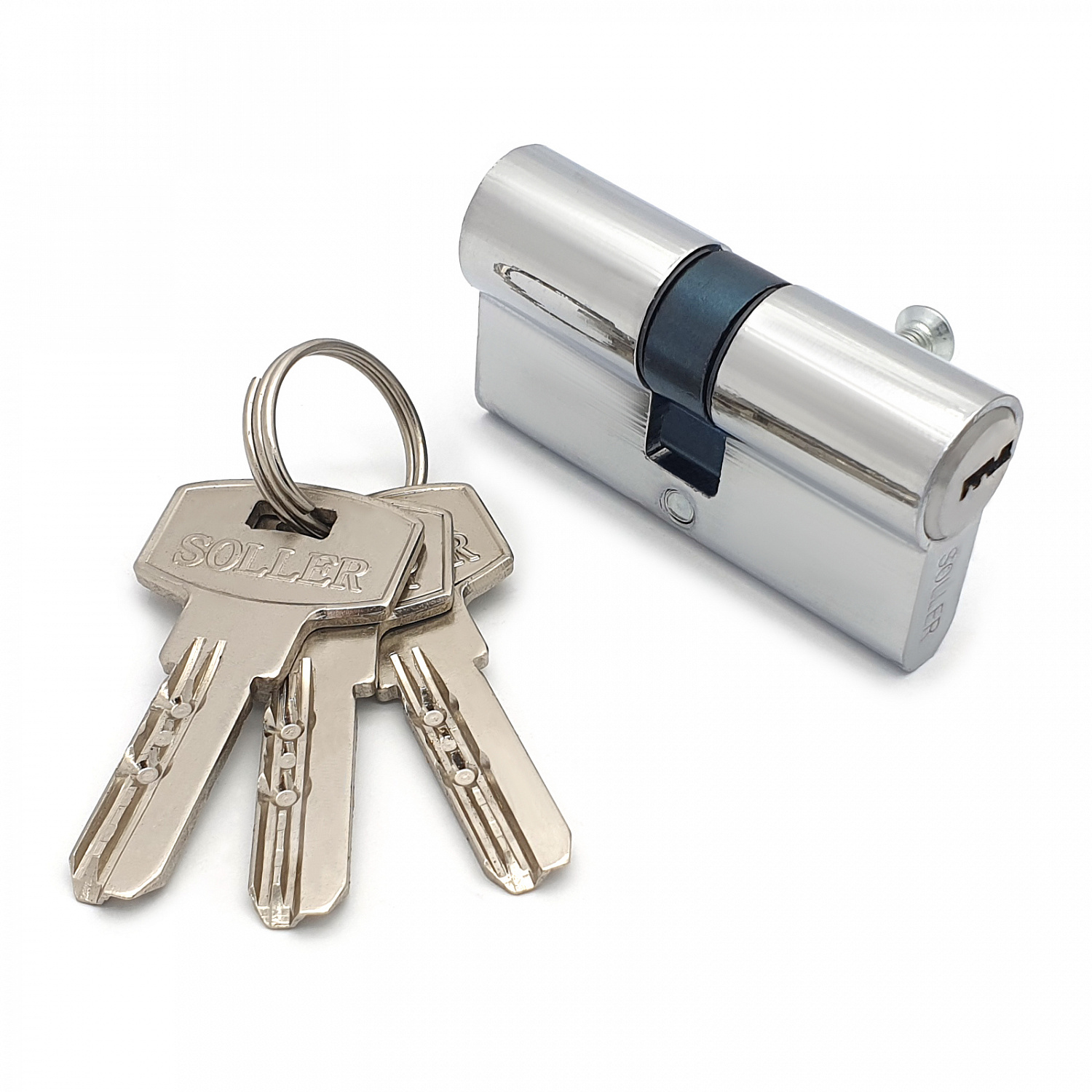 Механизм цилиндровый SOLLER F3 хром 60мм, 3 ключа латунь/металл, профильный ключ (25+10+25) Cu.С