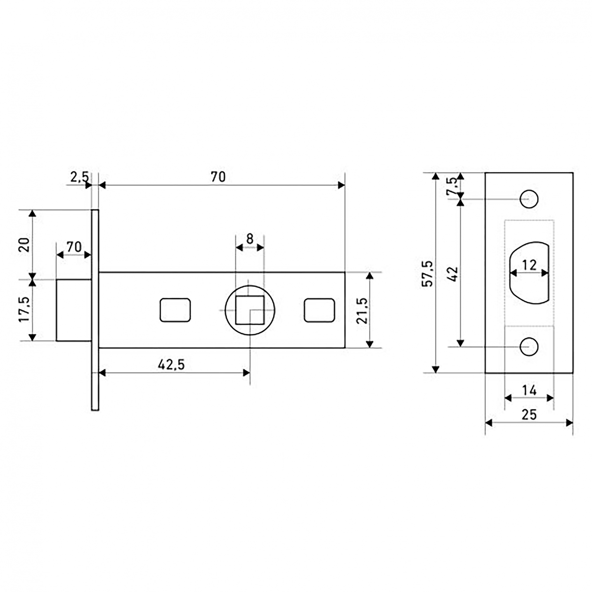 002 С -L45-8 черный Защелка дверная /100/