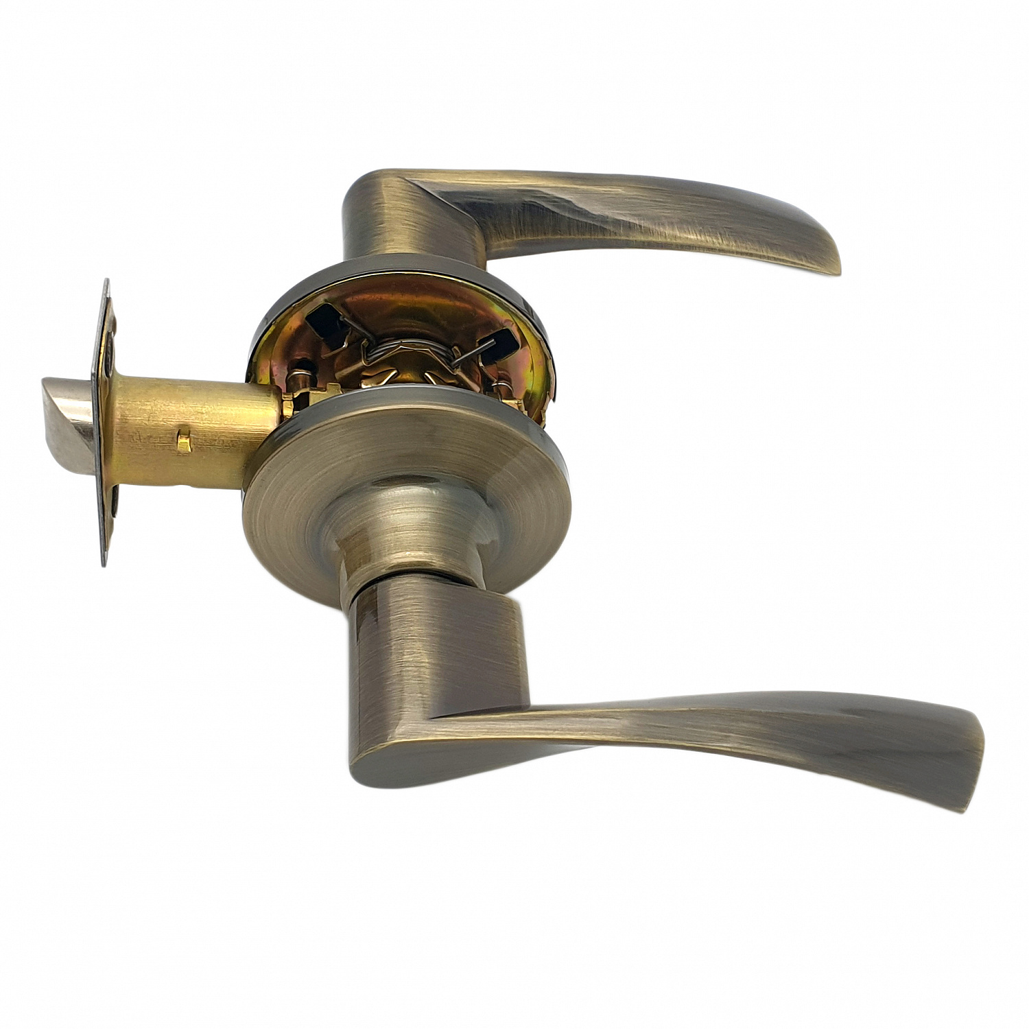 Ручка-защелка нажимная межкомнатная SOLLER R 860 ВКPS АВ бронза без ключа и фиксатора