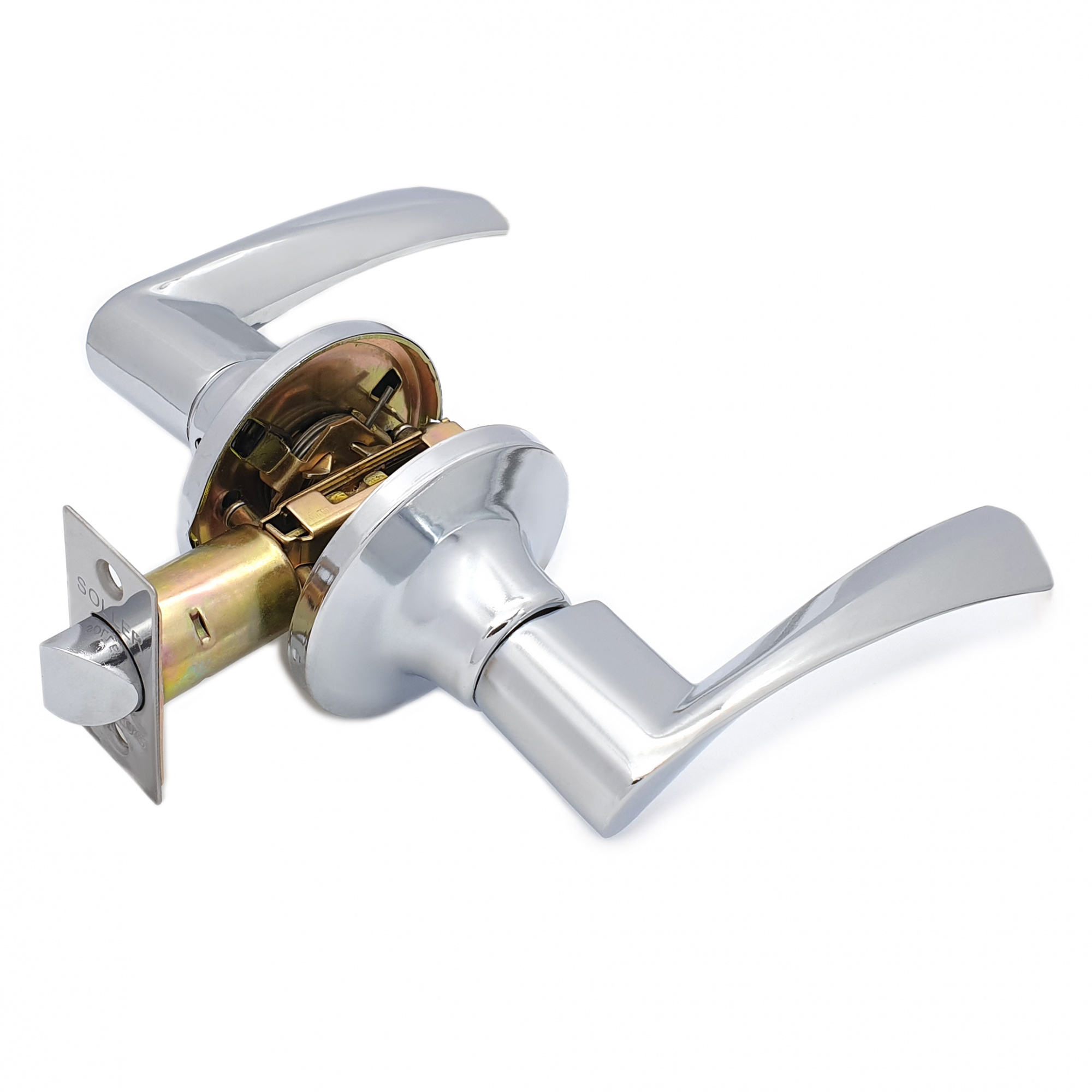 Ручка-защелка нажимная межкомнатная SOLLER R 860 ВКPS СР хром без ключа и фиксатора