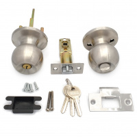 Ручка-защелка /кноб/ межкомнатная SOLLER ЗШ-01 ETSN никель с ключом и фиксатором