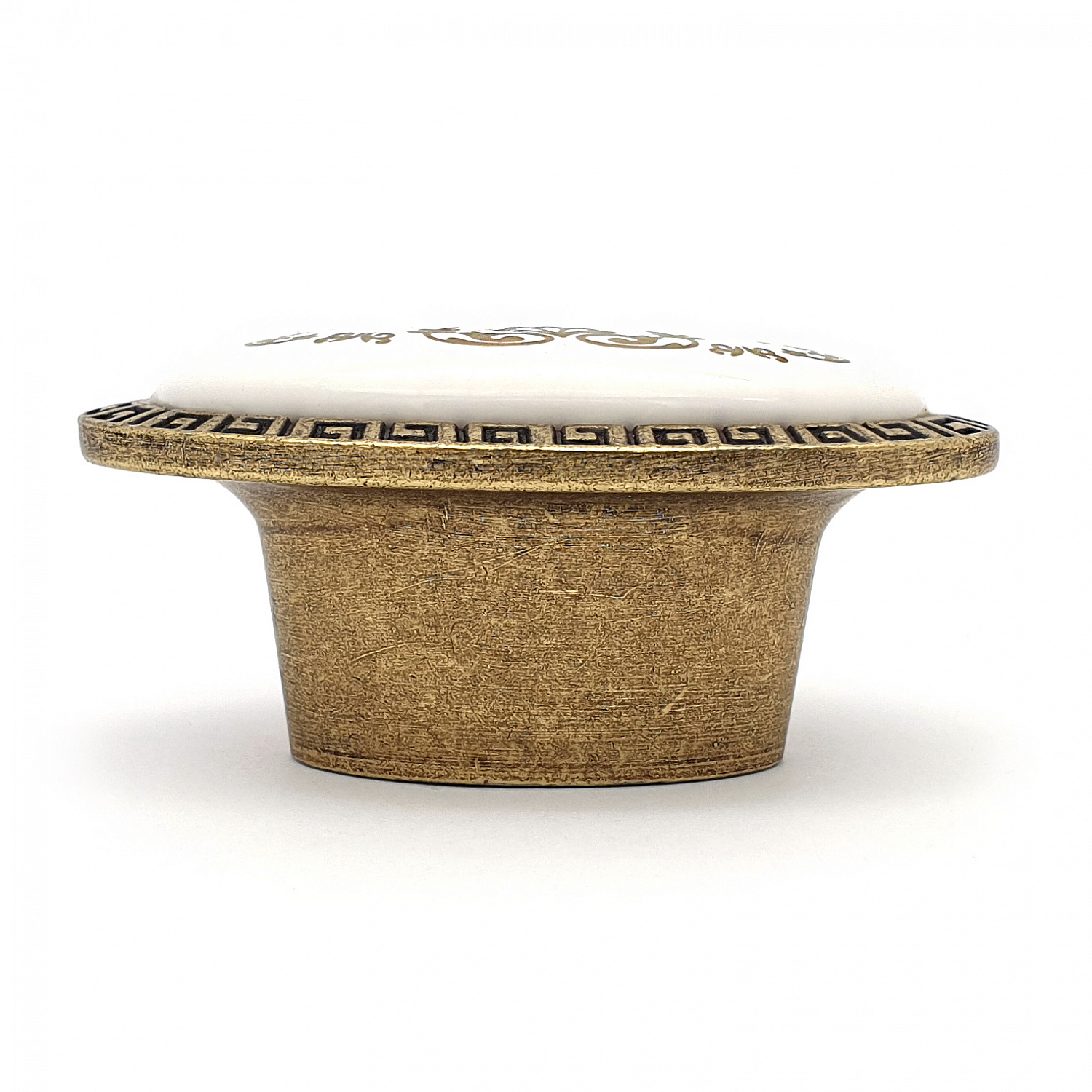 Ручка-кнопка мебельная с керамической вставкой SOLLER ZY-10483-К античная бронза