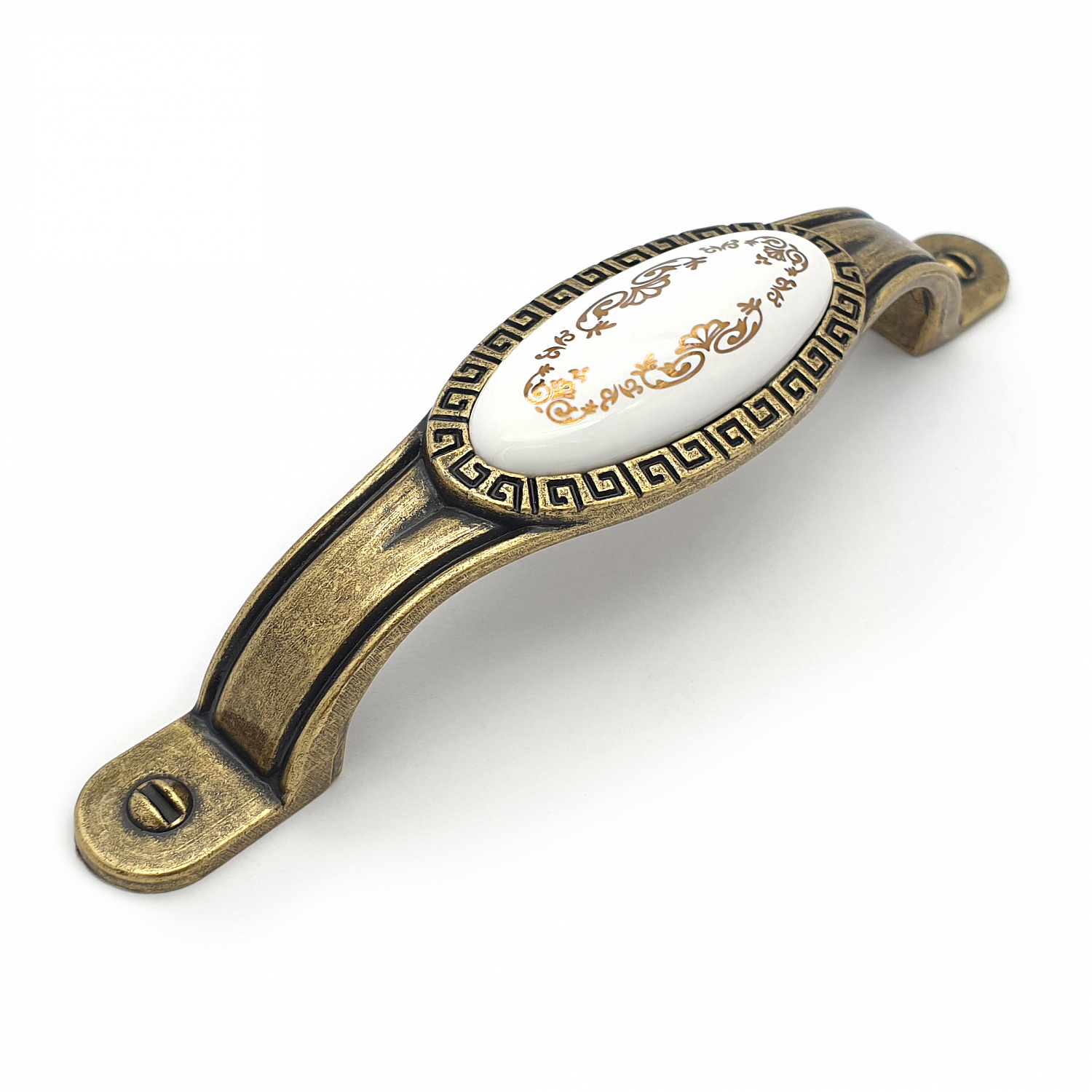 Ручка мебельная с керамической вставкой SOLLER ZY-10483-96 античная бронза