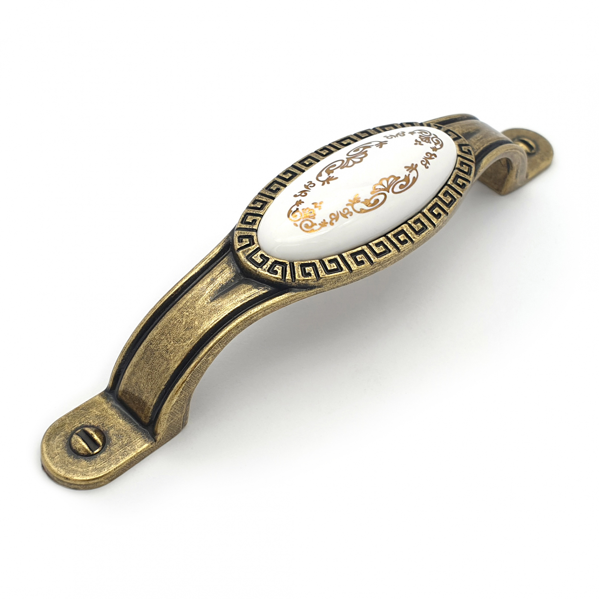 Ручка мебельная с керамической вставкой SOLLER ZY-10483-96 античная бронза