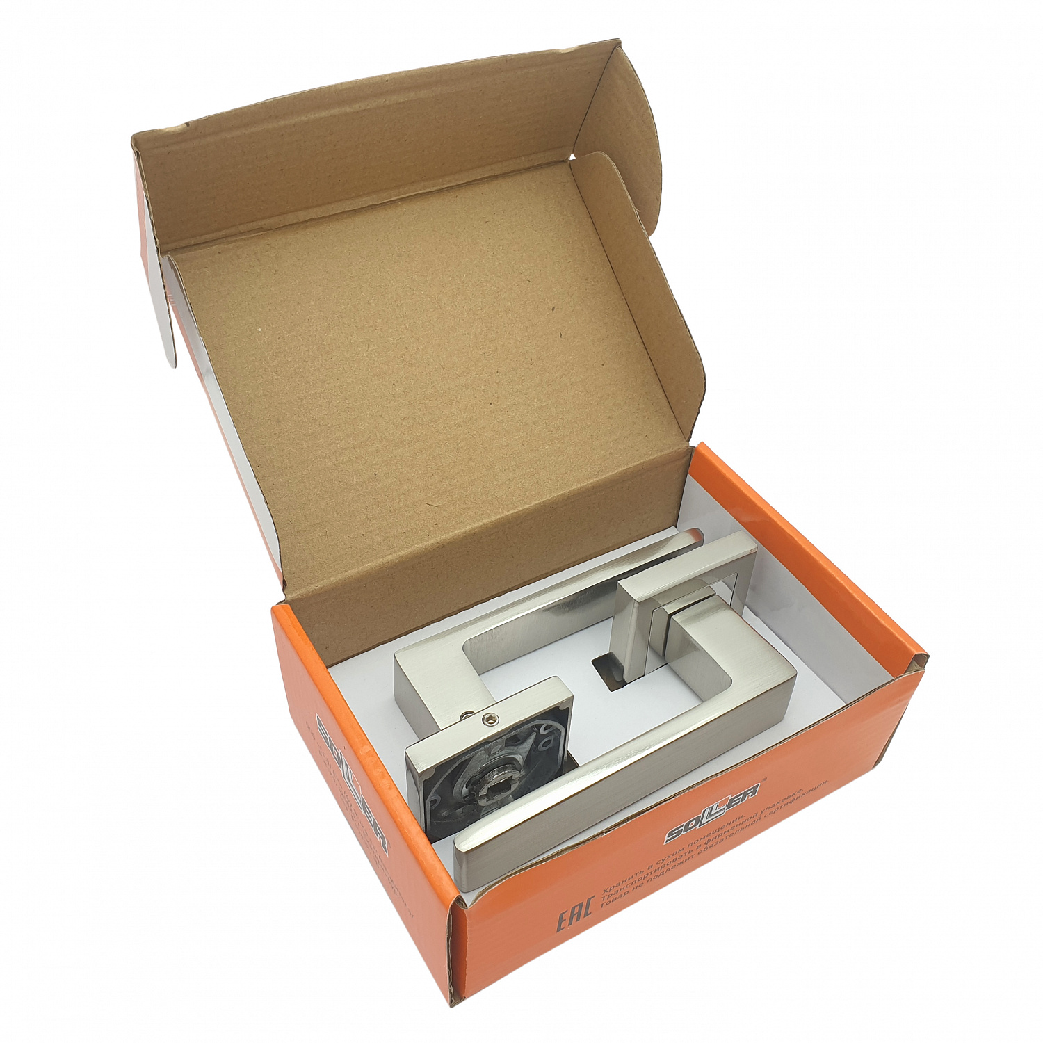 Комплект дверных ручек SOLLER KR-80AE8S сатин/хром 