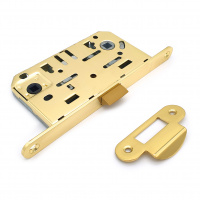 Замок врезной бесшумный для межкомнатных дверей SOLLER 600WC-РВ золото без ключа под фиксатор или завертку