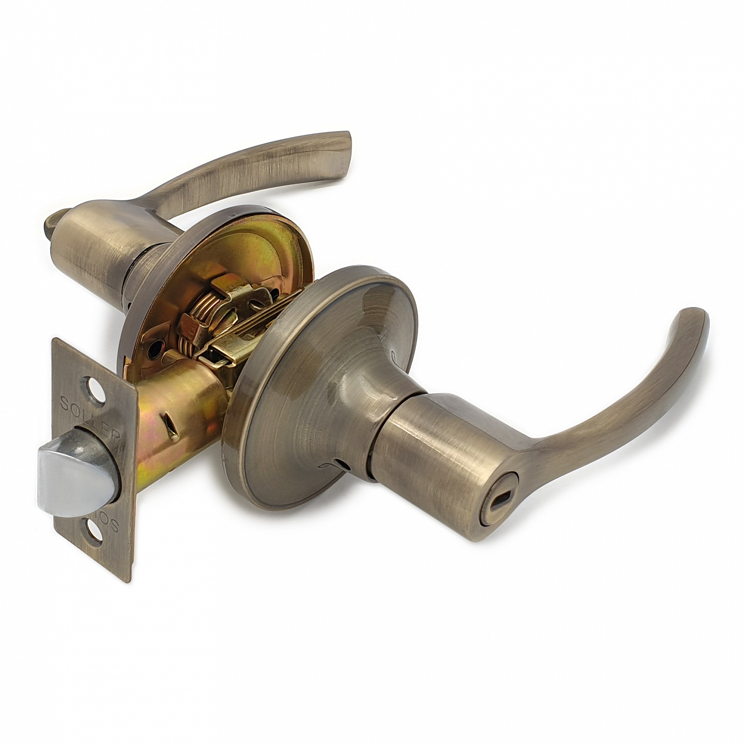 Ручка-защелка нажимная межкомнатная SOLLER R 3905 ВКАB бронза без ключа с фиксатором