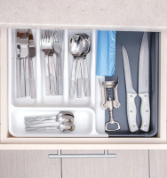 Лоток для столовых приборов раздвижной антрацит-белый